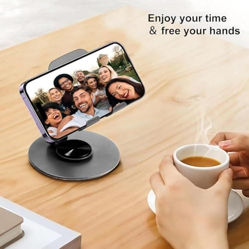 GizmoGrid 360 Rotatable & Foldable Tablet Stand Mobile Stand & for Kindle, ipad, Stable Base | Adjustment of Height & Angle, for Classes, Calls, Gaming & Videos- Made in India (Spinova 360° BL) 3