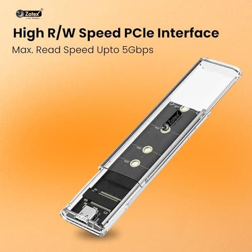 Zotex NVMe SSD Enclosure USB 3.1 Type-C | External SSD Case for M-Key NVMe PCIe SSD | Tool-Free Transparent Hard Drive Enclosure for PC, Laptop & Mac 5