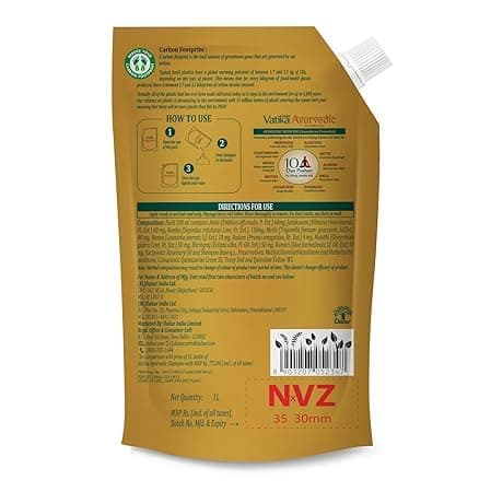 Dabur Vatika Ayurvedic Shampoo Refill Pouch - 1 L | Damage Therapy | Power of 10 Ingredients for Solving 10 Hair Problems | No Parabens | For All Hair Types 2