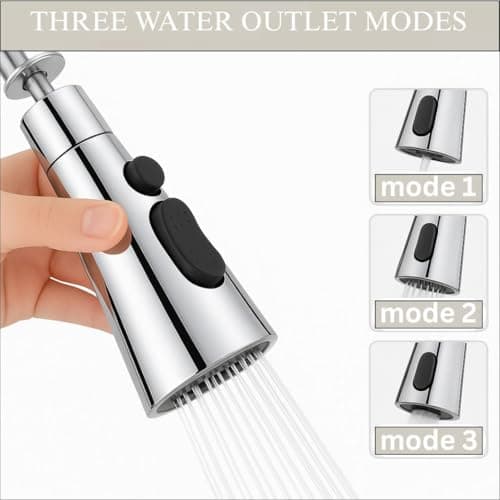 Misamo Enterprise Kitchen Faucet Extender, Chrome Plated, 3-Mode Spray Head, Flexible Extension 3
