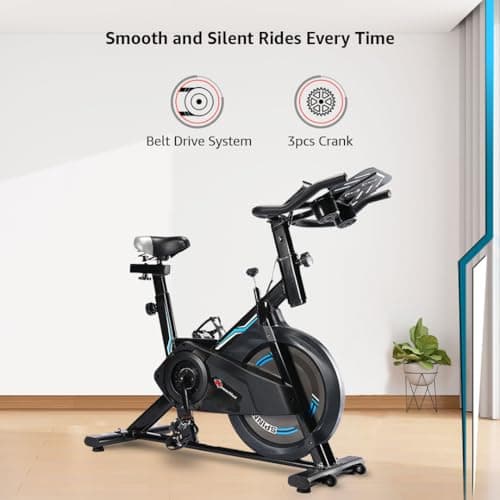 PowerMax Fitness Bs-150 Spin Exercise Bike For Home Use [10Kg Flywheel,Max User Weight 110Kg,Lcd Display,Belt Drive,3Pc Crank,Anti-Slip Pedal&Adjustable Seat] 1 Year Manufacturer Warranty,Black 5