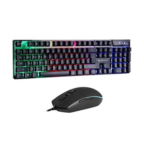 Zebronics War Gaming Keyboard and Mouse Combo,Gold Plated USB, Braided Cable,Multicolour LEDs/Gaming Mouse with breathing LEDs and 3200 DPI 4