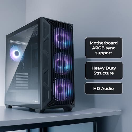 Zebronics Gaming PC Cabinet, E-ATX/ATX Support, USB 3.0, RGB Fans, High Airflow Design, Tempered Glass Panel, Top & Front 360mm AIO Support, Bottom PSU Design, Magnetic Dust Filters (Rogue, Black) 2