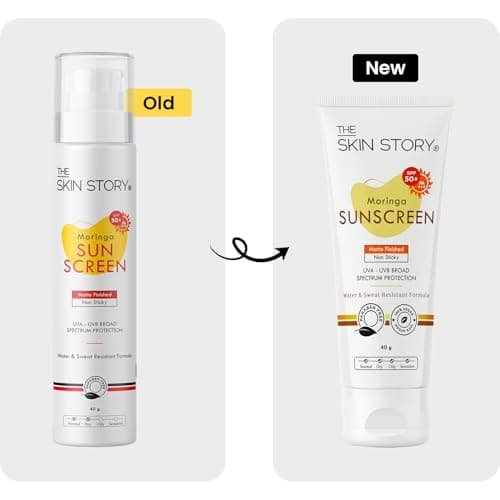 The Skin Story Moringa Sunscreen SPF 50 | Broad Spectrum UVA & UVB Protection | For Men and Women | Anti-Aging Formula with Moringa Oil | Water & Sweat Resistant | for All Skin Types 40g 2
