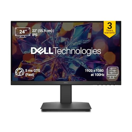 Dell SE2226HX 22" (54.6cm) Full HD IPS Monitor, 100Hz Refresh Rate, 5ms Response, HDMI & VGA Ports, TÜV Rheinland 3-Star Eye Comfort Certified