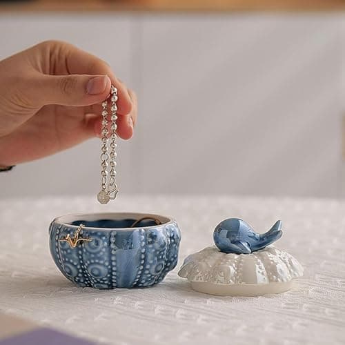ZOOMELLA Jewelry Storage Case Modern Trinket Case Ring Case for Dresser Dorm Bathroom Blue|Trinket Boxes| Trinket Boxes 2