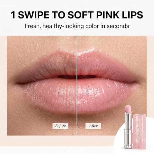 HUDA GIRL Tinted Lip Balm for Dry and Chapped Lips, Pink Glossy Stick, Moisturizing Lip Balm for Women and Girls, Dark Pigmented Care, 3g 3