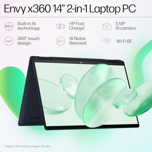 HP Envy x360 AI Laptop, Intel Core Ultra 5 125U, 12 TOPS, 16GB LPDDR5, 512GB SSD, (Win11, Office24, Blue, 1.44 kg) Touchscreen, 3K, OLED, 14-inch (35.6cm), Integrated graphics, 5MP IR camera, fc0178TU 2