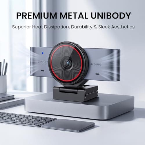 eMeet C960 4K AI Tracking Webcam for PC & Laptop, Sony Sensor, Autofocus, Triple Microphone Array, Gesture Control, Streaming Camera for OBS, Twitch, Zoom, Teams & Switch 2 5