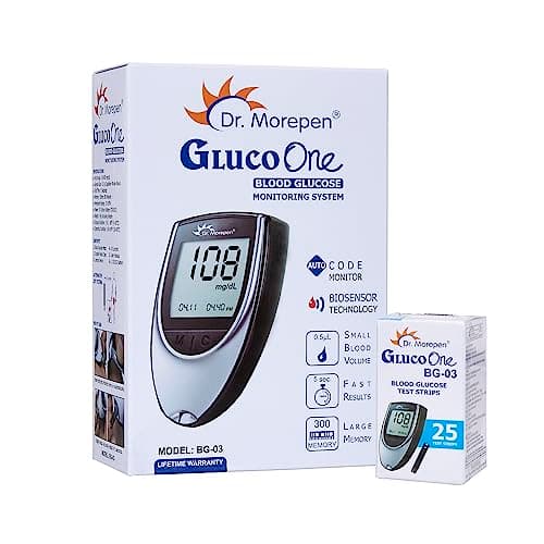DR. MOREPEN GlucoOne Blood Glucose Monitor Model BG 03 with 25 Strips
