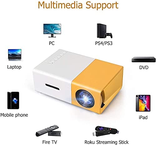 Cos Theta Pro Mini Portable LED Projector with Multiple Interfaces Like AV, Audio, USB, HDMI, Micro SD, Film Projector for Children's, Home Cinema, Compatible with Smartphone/Laptop/PS4/Firestick 2