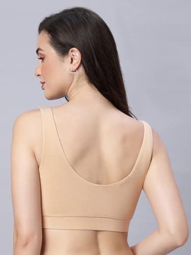 MAMMA'S MATERNITY Cream Solid Antimicrobial Bamboo Fabric Padded Maternity/Nursing Sports Bra - X-Large 3