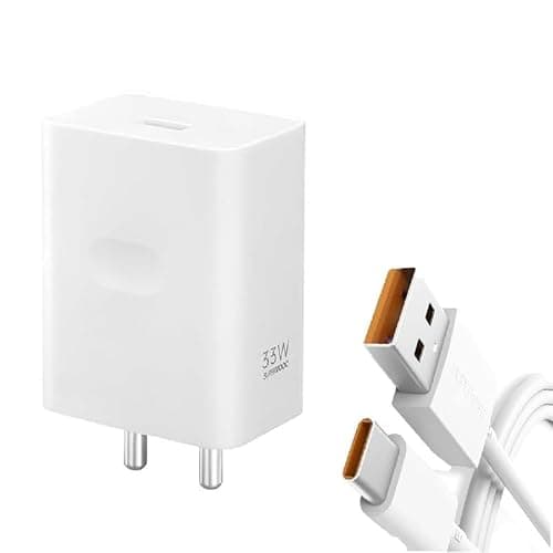 65W Charger for realme Narzo 60X 5G / 60 X Charger Original Adapter Like Quick Dash Warp Dart Flash Super Vooc Fast Charger with 1M Type C USB Data Cable (4A/6.5A, TRV50A, White)