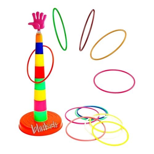 Blinkids Toys Ring Toss Game for Kids, Ring Throwing Game Outdoor and Indoor Fun Games, Shape Sorter Color Recognition Aim and Strike Game Toy for Boys and Girls (Multicolor)