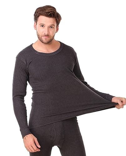 Inner Element Men's Thermal Vest/Parker Round Neck Top, Streachable Winter Innerwear with Stay Warm & Stay Fresh Technology Grey