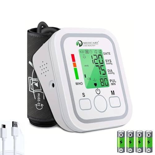 D MEDICARE Blood Pressure Monitor Digital BP Machine for Upper Arm | Voice Assisted Reading, 3-Color Display, WHO Risk Indicator, One-Touch Operation, Memory Recall, Home Use | DMB1P-03