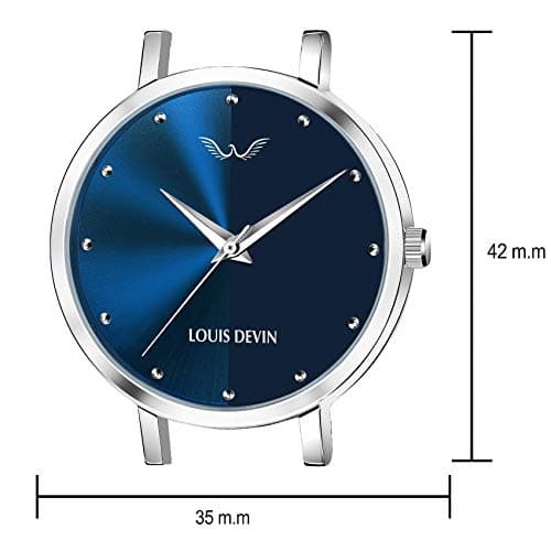 LOUIS DEVIN LD-L144-BLU-CH Mesh Blue Dial Silver Band Stainless Steel Chain Analog Wrist Watch for Women 3