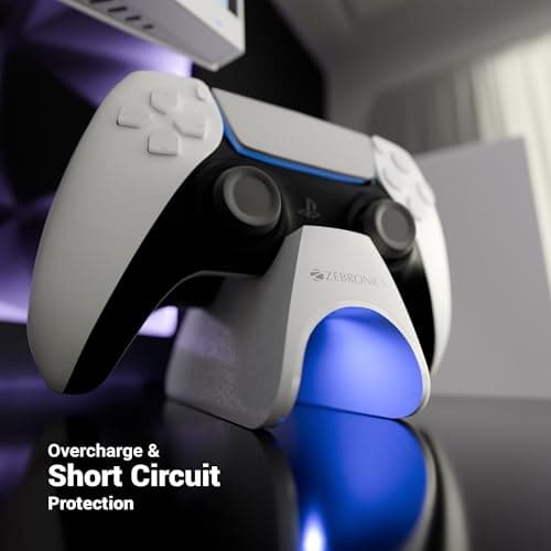 ZEBRONICS PS5C, PS5 Controller Charging Dock, 3H Rapid Charging, Supports Dualsense & Edge Controllers, Dual Pogo Pin, Charging Indicators, Anti-Slip Silicone Base 4