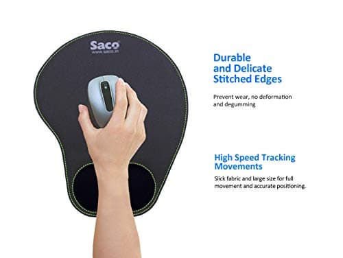 Saco Pro Gaming Mousepad, Water Resistant Material Mouse Mat Pad, Stitched Edges Non Slip Rubber Mats Ergonomic Pads Compressed PU Non Skid and Non Gel Technology for Long Life - Mango Shape Green 2