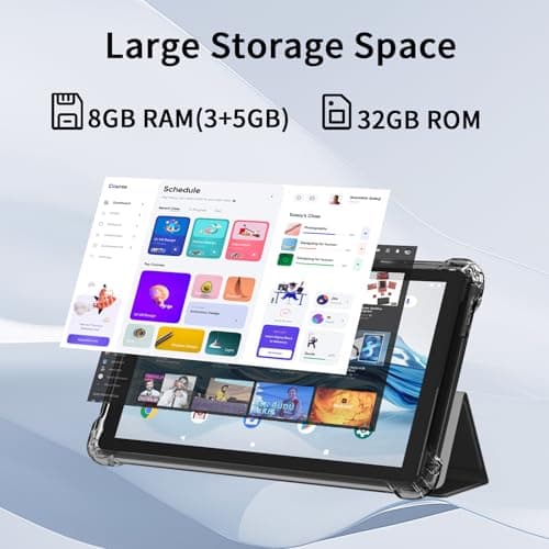 IWEGGO Android 14 Tablet with Case 7" 8GB RAM + 32GB ROM/1TB Expandable Computer 5MP Camera Tablet 1.6Ghz Quad Core Processor 3000mAH Battery Tablet PC 5G WiFi Game 7" Android Laptop Black 3