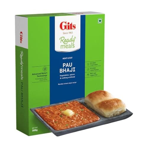 Gits Ready to Eat Pav Bhaji, Pure Veg, Heat and Eat Indian Chaat, Microwaveable, 300g 4