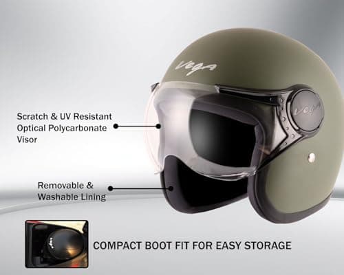 Vega Jet W/Visor Dull Army Green Helmet-M 4