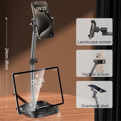 FKU Adjustable Mobile & Tablet Stand Holder for Desk | Stable Base & Anti-Slip Design for Streaming, Video Calls, Online Meetings, Online Classes and Live Sessions 5