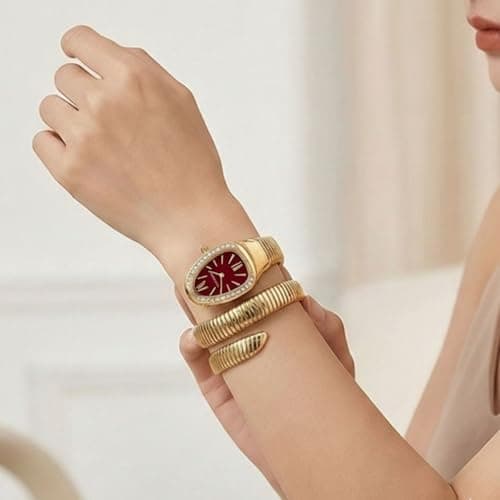 CLEO Be Bold Be You Luxury Gold Bracelet Wrist Watch | Statement Wedding Watch (171 Red) 3