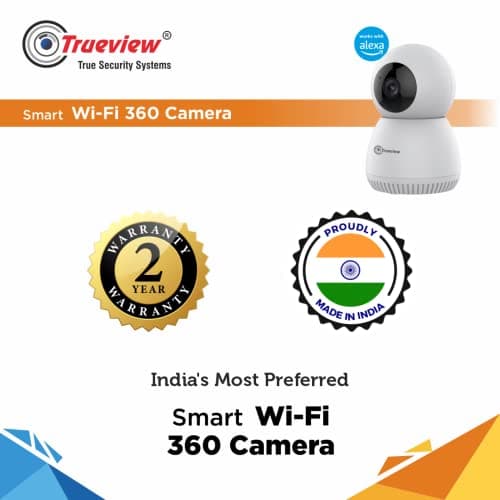 Trueview 3MP WiFi Robot Security Camera | 360° Pan Tilt | All-Time Color Night Vision | AI Auto Tracking & 2-Way Audio | Alexa Compatible | Supports 256GB Memory Card | STQC Certified for Privacy 3
