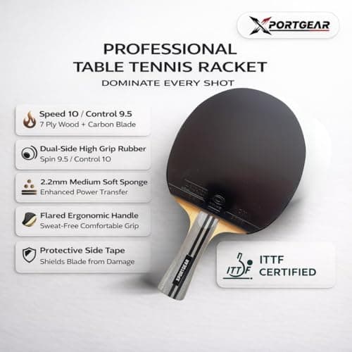 Xportgear Table Tennis Racket Paired with Yinhe Rubbers | Pro Setup | Power Spin Control | Professionally Glued | ITTF Approved. (Carbon Blade with Yinhe Rubbers Black and Violet) 3