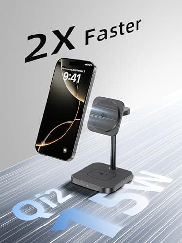 LULULOOK - 3 in 1 Wireless Charging Station for iPhone 16, Qi2 Certified Magnetic 15W Fast Charging iPhone Mount, Aluminum Alloy Safe Travel Charger Stand for 2