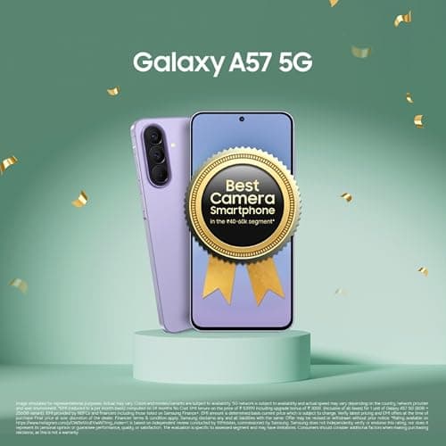 Samsung Galaxy A57 5G (Awesome Lilac, 12GB RAM, 256GB Storage), Agentic AI, Triple Camera with Nightography Video, 2 Days Battery Life, 6 Gen OS Upgrades, IP68, 6.9mm Sleek, with No Cost EMI 3