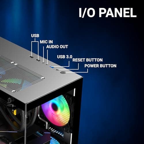 Ant Value Tempered_Glass CV200 Mid-Tower Computer Case/Gaming Cabinet - Black | Support M-ATX, M-ITX | Pre-Installed 3 Static RGB Fans 4