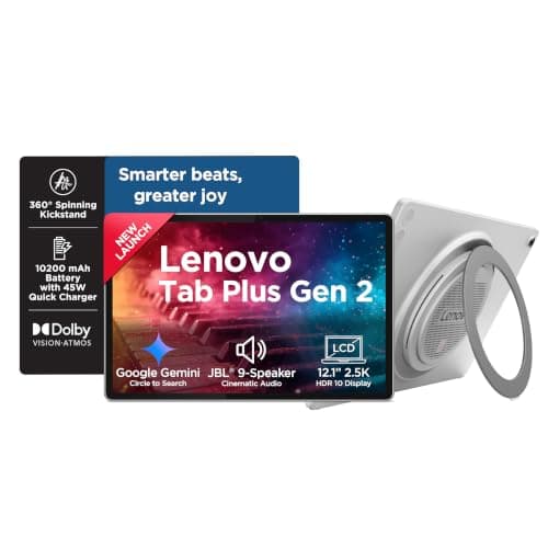 Lenovo Tab Plus Gen 2 with JBL 9-Unit Speaker System | WiFi only | 12.1" 2.5K Display, 800nits Peak Brightness |8GB RAM + 128GB ROM (Expandable Upto 2TB)| MediaTek Dimensity 7400| 10200mAh | White