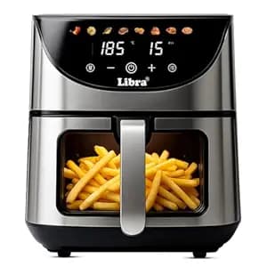Libra 6.5 Liter Air Fryer Oven – 1740W Stainless Steel Air Fryer with 9-in-1 Digital Functions: Air Fry, Toast, Grill, Bake, Reheat & Keep Warm – Uses 90% Less Oil, Stainless Steel Interior