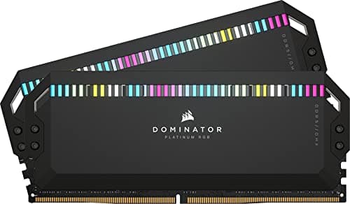 Corsair Dominator Platinum RGB DDR5 32GB (2x16GB) DDR5 7200 MHz C34 Intel Optimised Desktop Memory (Onboard Voltage Regulation, Patented Corsair DHX Cooling, 12 Ultra-Bright CAPELLIX RGB LEDs) Black