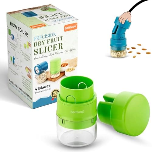 Solitude High Precision Dry Fruit Cutter & Slicer | Built-in Storage Convenience with Effortless Slicing for Almonds, Cashews & More (Stainless Steel, 1 Piece)