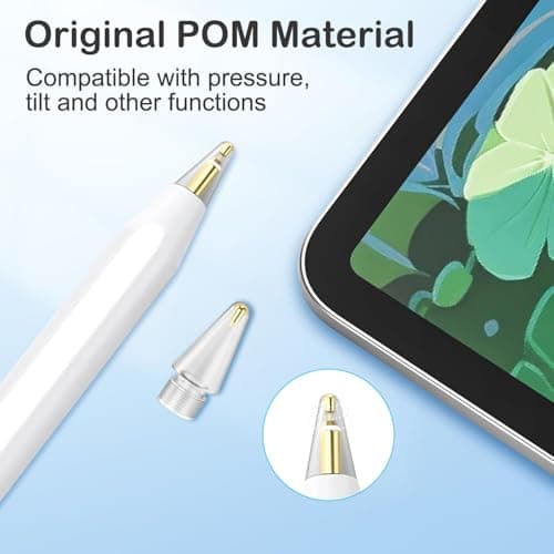 LeafLoom® Stylus Pen Tips Compatible with Apple Pencil 1st/2nd Gen & Pro USB-C, 6-Pack Sensitive POM Replacement Nib Set, Durable Precision Drawing & Writing Accessories for iPad 2