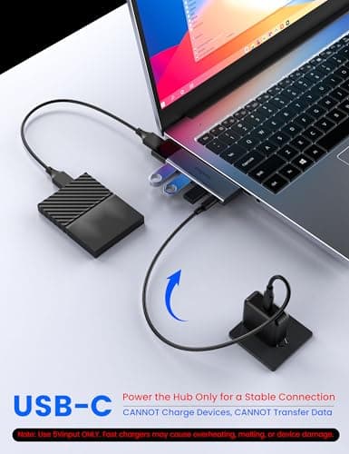 MOGOOD USB Hub, 5-Port USB 3.0 Hub Multi USB Port Expander[Charging Not Supported], USB Splitter Multiple Port Adapter for Laptop, Windows PC, Mac, Printer, Flash Drive, Mobile HDD and More 3