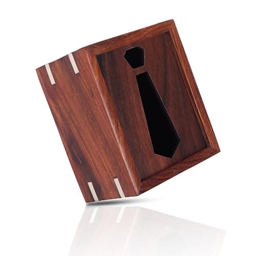 Explore India Crafts Wooden Tie Storage box single tie box Display case for Gift for wedding, Office Gift, Corporate Gift