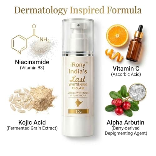 iRony India’s Last Whitening Cream | Instant Glow & Brightening in 1 Hour | Removes Dark Spots & Pigmentation | Smooth & Even Skin Tone | For Men & Women | 30g 4