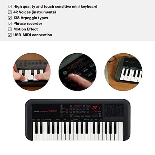Yamaha PSS-A50 Portable Mini Keyboard – 37 Keys, Black, Compact & Lightweight, Built-in Sounds & Rhythms, Battery Operated, Ideal for Beginners & Travel 3