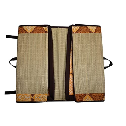 CRAFT OF INDIA Foldable korai Grass Mat 6X6 ft with 20MM Soft Foam Hand Made Fabric Brown Cotton 3