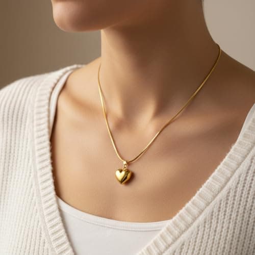 ZYTOON 18K Gold Plated Heart Pendant Necklace for Women & Girls | Anti Tarnish | Skin-Friendly | Stylish Minimal Jewelry | Elegant Gift for Her 3