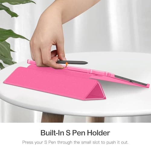 MOCA Case for Samsung Galaxy Tab S10 Plus / S9 Plus 12.4-Inch, Translucent Back Tri-Fold Stand Cover, Supports S Pen Charging, Auto Wake/Sleep, Protective PU + PC Tablet Case (Watermelon) 4