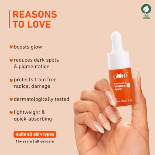 Plum 15% Vitamin C Serum for Glowing Skin | for Oily, Dry & Combination Skin | Reduce Pigmentation & Dark Spot |with Mandarin | Non-Irritating, Hydrating & Soothing | Face Serum for Men & Women | 10ml 4