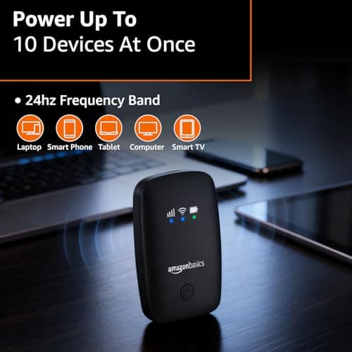 Amazon Basics 4G LTE Wireless Dongle with All Sim Network Support|Single_Band Plug & Play Data Card Stick with Up to 150Mbps WiFi Hotspot|2200Mah Rechargeable Battery| Sim Adapter Included (Black) 5