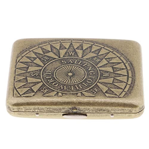 HEAVENGLOW Men's Cigarette Case Holder with Box for 20pcs Vintage Metal Cigarette Box O|| Cigar Boxes| Cigars | Tobacciana |Collectibles