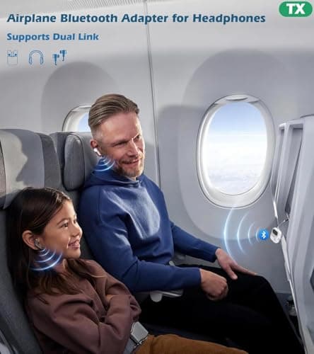 Tobo Bluetooth Transmitter Receiver, Airplane Bluetooth 5.4 Adapter Support Linking 2 Devices,Wireless Audio Adapter with Screen for in-Flight TV/PC/Car/Home Stereo/Speaker, Volume Control TD-1483WA 2