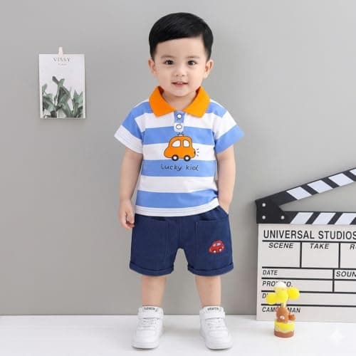 Tirupati Creation Stylish Baby Boy Dress Set with Printed T-Shirt and Shorts | Kids Clothes for Boys | Comfortable Kids Boys Dress for Daily Wear | Perfect Dress for Baby Boy (Blue, 5-6 year) 3